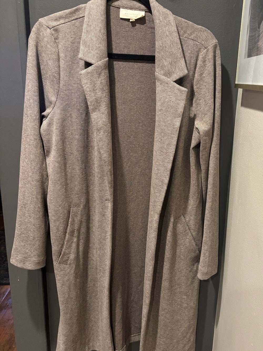 MELLODAY Light Taupe Open-Front Women's Cardigan